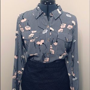 Mixed print button front Shirt